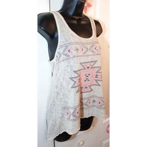 SPOILED TRIBAL PRINT SLEEVELESS CREAM TOP SIZE L